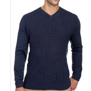NWT Alan Flusser Men’s Sweater L Navy Blue 100% Acrylic Pullover